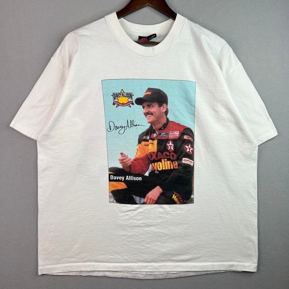 Vintage Davey Allison Texaco Racing NASCAR White Tee Shirt Xl